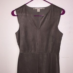 Flower embroidered Suede dress